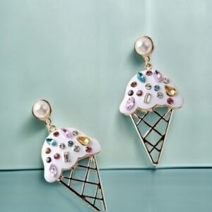 BETSEY JOHNSON JEWELED ENAMEL ICE CREAM CONE EARRINGS🍦
